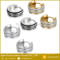 Gold Plated Rhinestone Stainless Steel Round Earring for Unisex